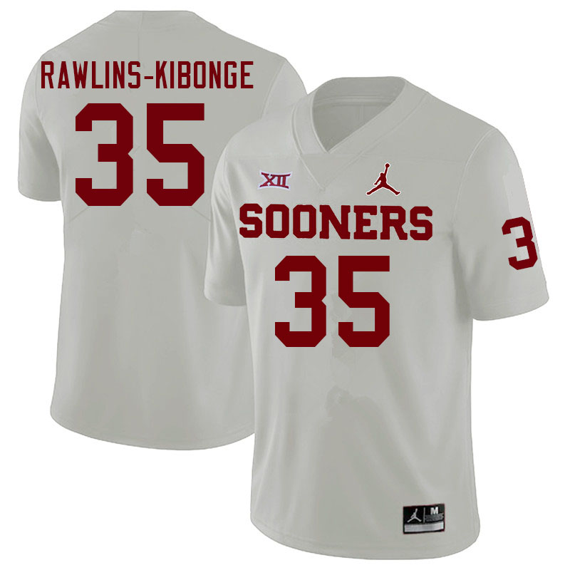 Men #35 Nathan Rawlins-Kibonge Oklahoma Sooners College Football Jerseys Sale-White - Click Image to Close